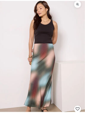 LNA Clothing Beni Tie Dye Midi Skirt Size Medium Multi-color Abstract Print